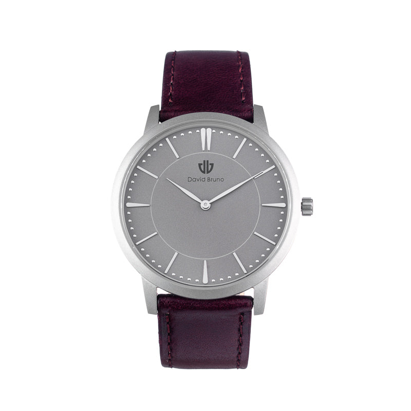 Classic silver burgundy leather